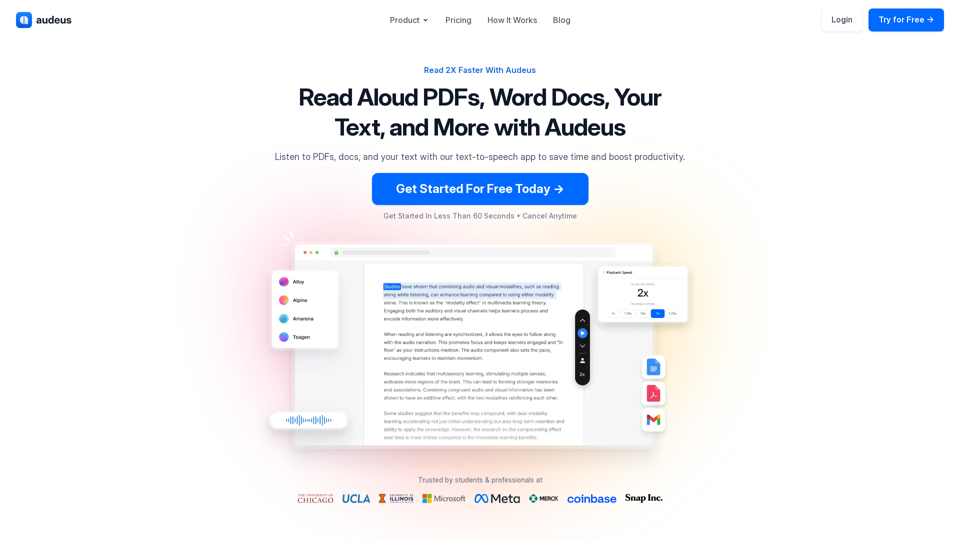 Audeus: Text to Speech Reader