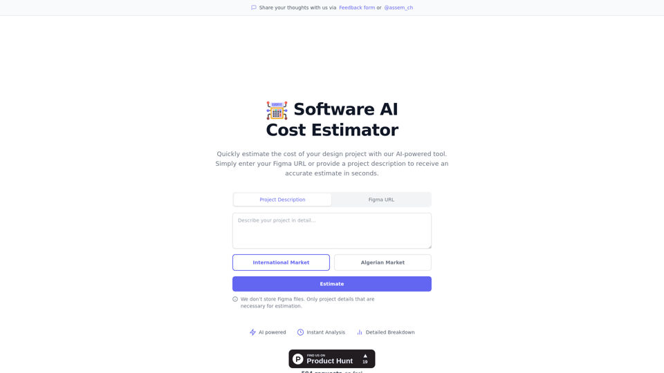 Sotware AI cost estimator